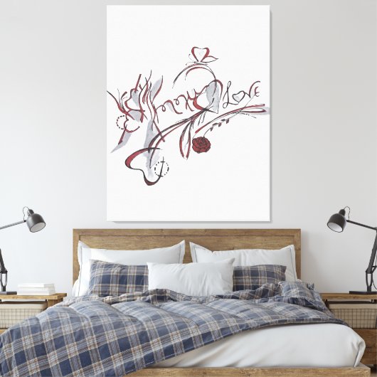 custom hand-drawn calligraphy art canvas afdruk (Insitu (Slaapkamer))