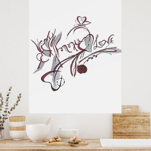  custom hand-drawn calligraphy art poster (Keuken)