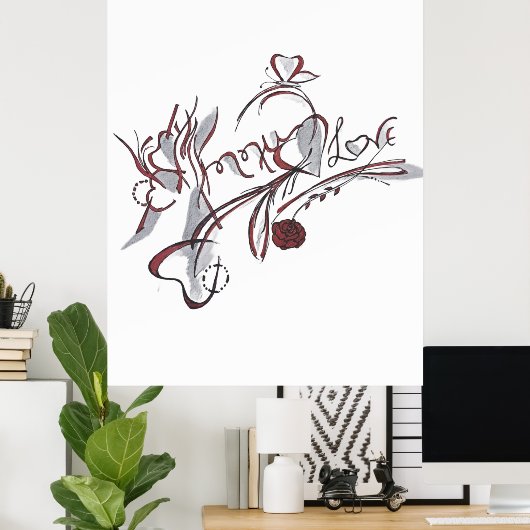  custom hand-drawn calligraphy art poster (Thuiskantoor)