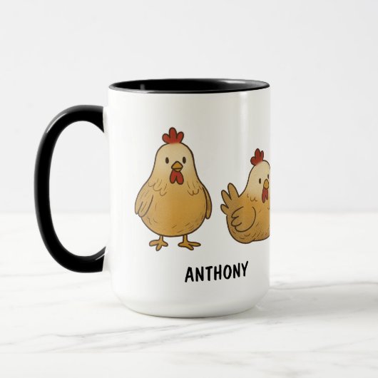Custom Hand Drawn Chickens Farm Life Hens Coffee Mok (Links)