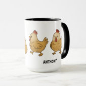 Custom Hand Drawn Chickens Farm Life Hens Coffee Mok (Voorkant rechts)