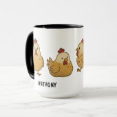 Custom Hand Drawn Chickens Farm Life Hens Coffee Mok (Voorkant links)