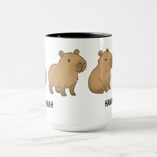 Custom Hand Drawn Cute Capybara Coffee Mok (Midden)