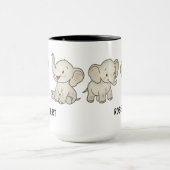 Custom Hand Drawn Cute Elephant Coffee Mok (Midden)
