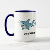 Custom Hand Drawn Cute Shark Coffee Mok (Links)
