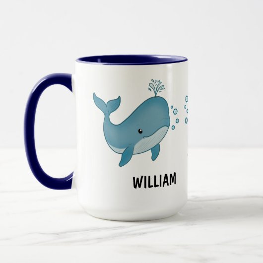 Custom Hand Drawn Cute Whale Coffee Mug Mok (Links)