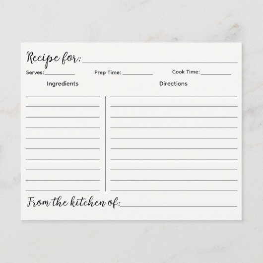 Custom Hand Drawn Kitchen Utensils Recipe Card (Voorkant)
