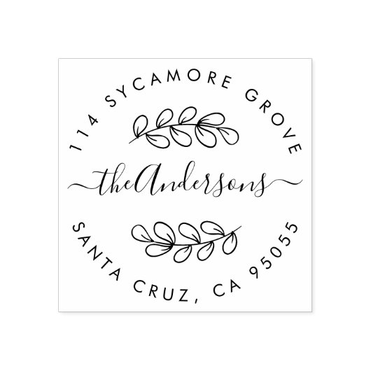 Custom Hand getrokken krans familienaam retouradre Rubberstempel (Afrduk)