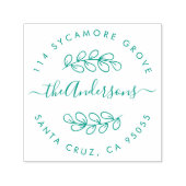 Custom Hand getrokken krans familienaam retouradre Zelfinktende Stempel (Design)