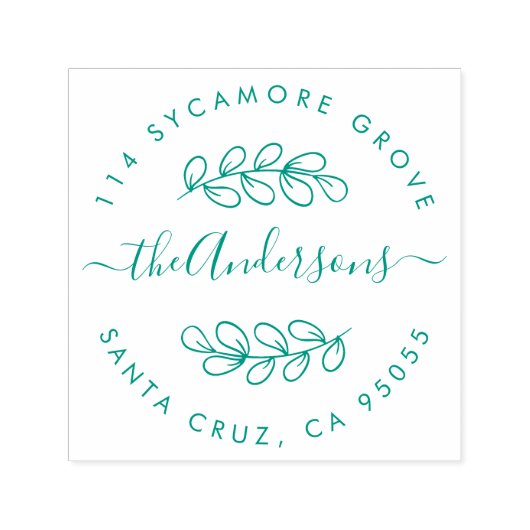 Custom Hand getrokken krans familienaam retouradre Zelfinktende Stempel (Design)