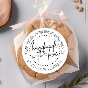 Custom handgemaakt met liefde dank u kleine bedrij ronde sticker