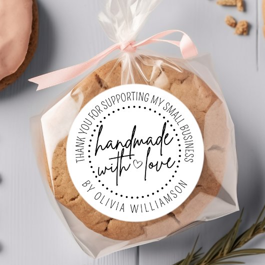 Custom handgemaakt met liefde dank u kleine bedrij ronde sticker