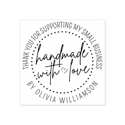Custom handgemaakt met liefde dank u kleine bedrij rubberstempel (Afrduk)