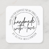 Custom handgemaakt met liefde dank u kleine bedrij vierkante visitekaartje (Voorkant)