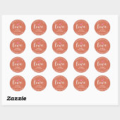 Custom handgemaakt met liefde hart terracotta brui ronde sticker (Vel)