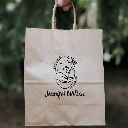 Custom Handgemaakt met liefde, Moderne Hand Wildfl Rubberstempel