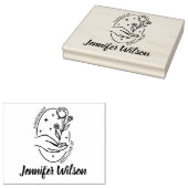Custom Handgemaakt met liefde, Moderne Hand Wildfl Rubberstempel (Gestempeld)