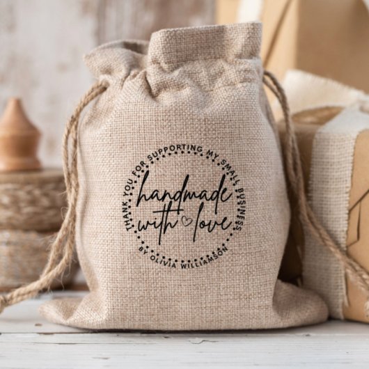 Custom handgemaakt met liefde naam dank u rubberstempel