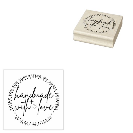 Custom handgemaakt met liefde naam dank u rubberstempel (Gestempeld)