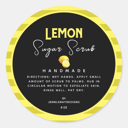 Custom Handgemaakte Citroen Suiker Scrub Labels (Voorkant)