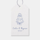 Custom Handgeschreven Frans Blauw Doodle Trouwtaar Cadeaulabel (Voorkant)