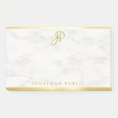 Custom Handgeschreven Monogram Wit Marmer Goud Post-it® Notes (Voorkant)
