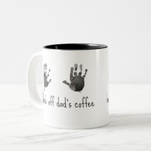Custom Handprints Grappige Pap Tweekleurige Koffiemok (Voorkant links)