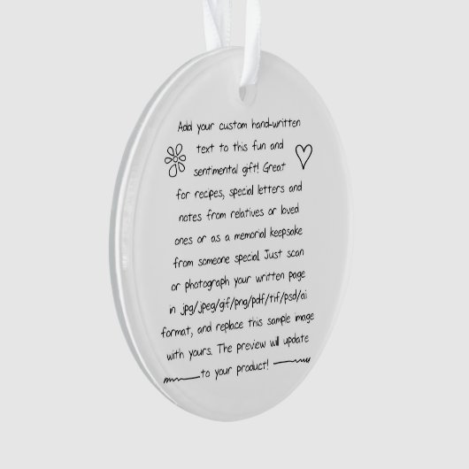 Custom Handwriting Ornament (voorkant)