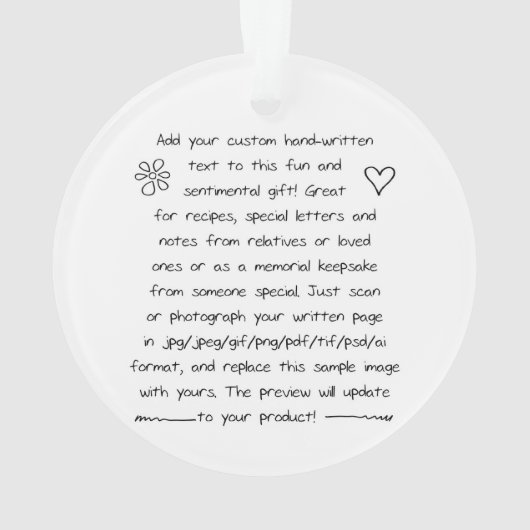 Custom Handwriting Ornament (achterkant)