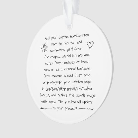 Custom Handwriting Ornament (voorkant)