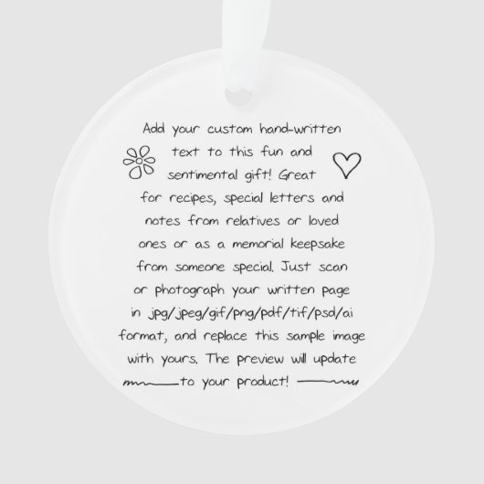 Custom Handwriting Ornament (voorkant)