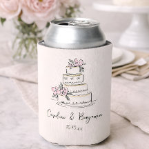 Custom Handwritten Blush Cream Doodle Wedding Cake