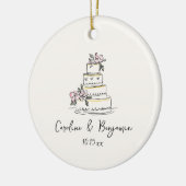 Custom Handwritten Blush Cream Doodle Wedding Cake Keramisch Ornament (Links)