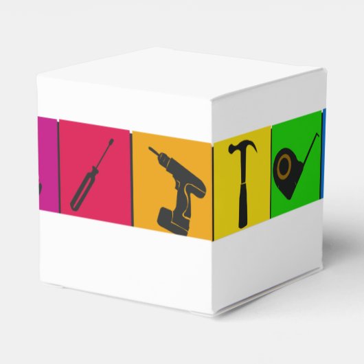 Custom Handyman gekleurde reparatie timmerwerktuig Bedankdoosjes (Achterkant)