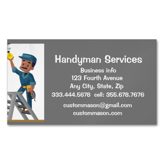 Custom Handyman Services Reparatie Magnetisch Visitekaartje (Voorkant)