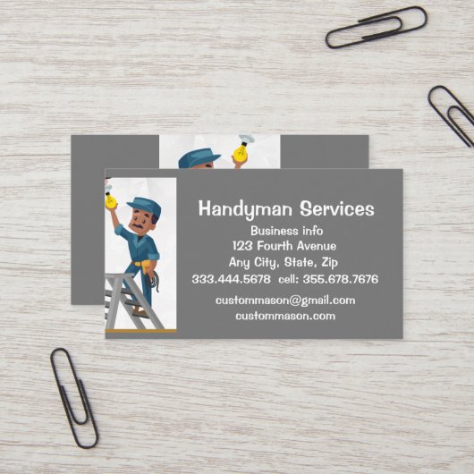 Custom Handyman Services Reparatie Visitekaartje (Voorkant / Achterkant in situ)