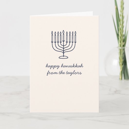 Custom Hanukkah Menorah Minimalist Doodle Letter Feestdagen Kaart (Voorkant)