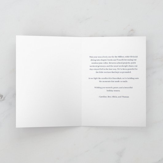 Custom Hanukkah Menorah Minimalist Doodle Letter Feestdagen Kaart (Binnen)