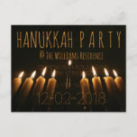 Custom Hanukkah Party Invitation Menorah Candle Uitnodiging Briefkaart<br><div class="desc">De Partij van de Uitnodiging van de Partij van de douane sparen de Datum,  de Achtergrond van de Fotografie van de Lamp van de Menorah van de Typografie van de Lamp van de Hemel van de Hemel van de Douane,  kunt u de tekst veranderen</div>