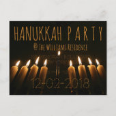 Custom Hanukkah Party Invitation Menorah Candle Uitnodiging Briefkaart (Voorkant)