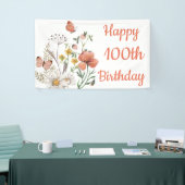 Custom Happy 100th Birthday Wildflowers Spandoek (Beurs)