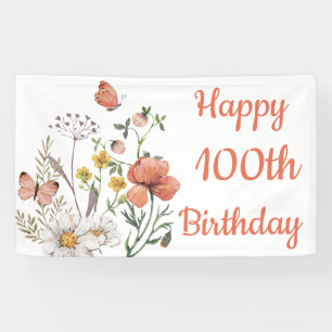 Custom Happy 100th Birthday Wildflowers Spandoek