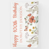Custom Happy 100th Birthday Wildflowers Spandoek (Verticaal)