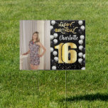Custom Happy 16th Birthday Gold Confetti Tuinbord<br><div class="desc">Custom Happy 16th Birthday Gold Confetti</div>