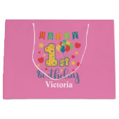 Custom Happy 1st Verjaardag Grote Gift Bag Groot Cadeauzakje (Voorkant)