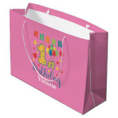 Custom Happy 1st Verjaardag Grote Gift Bag Groot Cadeauzakje (Achterkant Gekanteld)