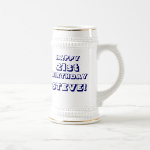 Custom Happy 21st Birthday Beer Stein - Gepersonal Bierpul