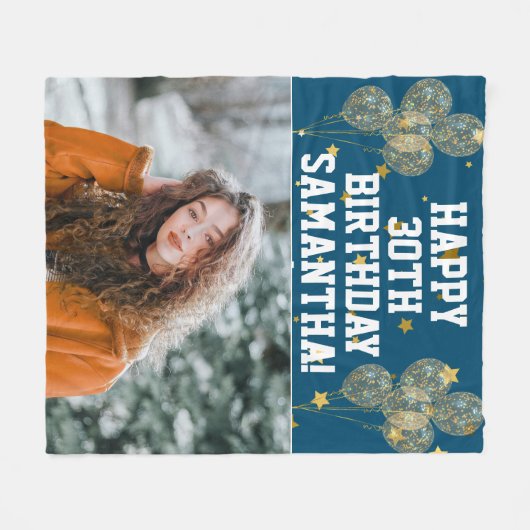 Custom Happy 30th Verjaardag Fleece Deken (Voorkant (Horizontaal))