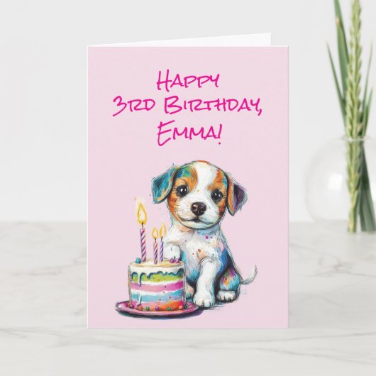 Custom Happy 3rd Verjaardag Gefeliciteerd, meisje, Kaart (Voorkant)