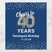 Custom Happy 40th Verjaardag Wijn Label Wijn Etiket (Enkel label)